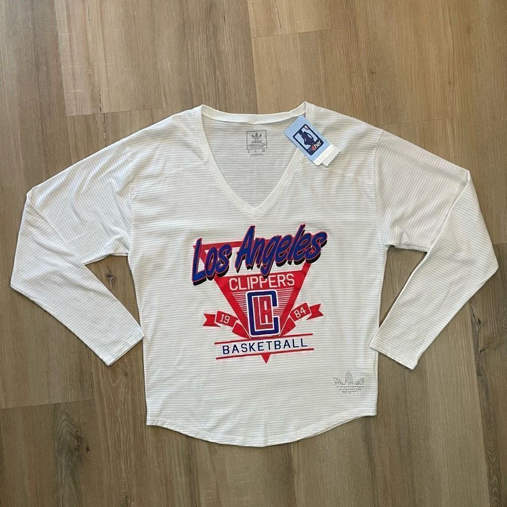 Adidas NBA Women's White Los Angeles Clippers Long Sleeve Shirt Size Small NWT